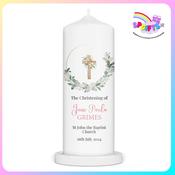 Personalised Girls Christening Candle