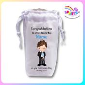 Personalised Boy Communion Candle Bag – Black Suit Design