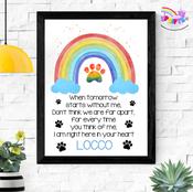 Rainbow Personalised Pet Bereavement  A4 Print