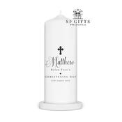 Christening Candle Ireland - Baptism Candle - Minimal Cross