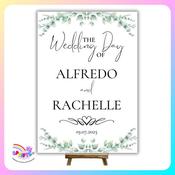 Elegant Eucalyptus Wedding Welcome Sign – Personalised with Names and Date