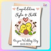 Personalised Lovebirds Wedding Card – Cute Crayon Design | Wedding Cards Ireland