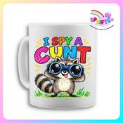 I Spy - Funny Rude Raccoon Mug