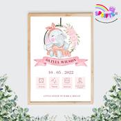 Adorable Elephant New Baby Print image