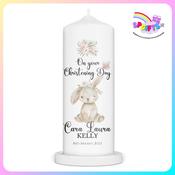 Personalised Girls Christening Candle - Bunny image