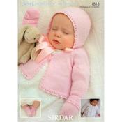 Sirdar Pattern 1818 Cardigans, Bonnet, Mittens &amp; Bootees in 4 Ply