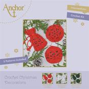 Anchor Crochet Christmas Decorations -  Red / Gold Metallic