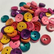 Pack of 10 x Assorted Colours Wooden Button (15mm) size 26