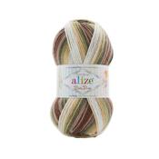 Alize Baby Best Batik #1893 Taupe &amp; Green Multi image