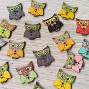 Owl Button with Bow Tie &amp; Glasses - 25mm