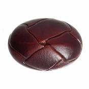 Faux Red/Brown Leather Oval Button - 25mm