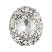 Silver Oval Diamante Shank Button - 16mm