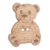 1 x Natural Wood Teddy Bear Button - 30mm