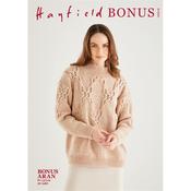 Hayfield Pattern 10610 Eyelet Lace Sweater in Bonus Aran