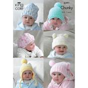 King Cole Pattern 3391 Childrens Hats in Comfort Chunky