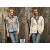 King Cole Pattern 3509 Cardigan and Gilet in Fashion Aran
