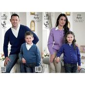 King Cole Pattern 3754 Cardigan and Sweater with Merino Blend 4Ply