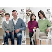 King Cole Pattern 3755 Cardigan and Sweater with Merino Blend 4Ply