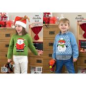 King Cole Pattern 3805 Snowman &amp; Santa Claus Christmas Sweaters in DK