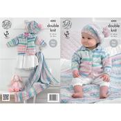 King Cole Pattern 4202 Babies Cardigan, Blanket and Beret in Cherish DK