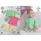 King Cole Pattern 4214 Matinee Coats, Cardigan &amp; Shoes in DK