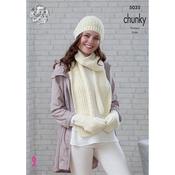 Pattern #5035 Beanie, Scarf, Mittens, Snood, Slouchy Hat &amp; Wrist Warmers in Chunky