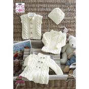 King Cole Pattern 5223 Coat, Sweater, Gilet &amp; Hat