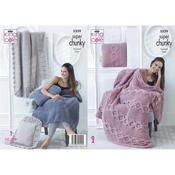 King Cole Pattern 5339 Blanket &amp; Cushions in Big Value Super Chunky
