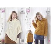 King Cole Pattern  5396 Hoodie &amp; Poncho in Fashion Aran