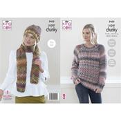 King Cole Pattern 5455 Sweater, Hat &amp; Scarf in Explorer Super Chunky image