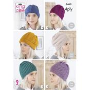 King Cole Pattern 5463 Hats in Merino Blend 4ply
