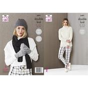 King Cole Pattern 5491 Sweater, Hat, Scarf &amp; Gloves in Natural Alpaca