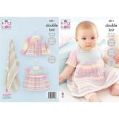 King Cole Pattern 5511 Dress, Matinee Coat &amp; Blanket in DK