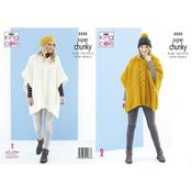 King Cole Pattern 5525 Ponchos &amp; Hat in Timeless Super Chunky image