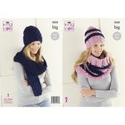King Cole Pattern 5533 Hat, Cowl &amp; Scarf