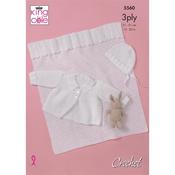Pattern 5560 Crochet Jacket, Bonnet and Blanket in 3Ply