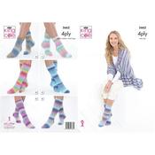 King Cole Pattern 5662 Socks &amp; Triangular Wrap in Summer 4Ply image