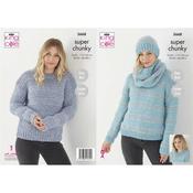 Pattern 5668 Sweater, Hat &amp; Cowl Knitted in Timeless Classic Super Chunky