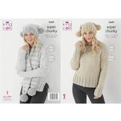 King Cole Pattern 5669 Sweater, Hat &amp; Scarf in Timeless Classic Super Chunky