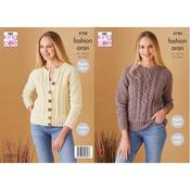 King Cole Pattern 5720 Sweater &amp; Cardigan in Fashion Aran