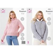King Cole Pattern 5754 Round &amp; Stand Up Neck Sweaters in Rosarium Mega Chunky