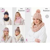 King Cole Pattern 5756 Hats, Headband, Snoods, &amp; Polo Neck in Rosarium Mega Chunky