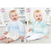 King Cole Pattern 5774 Collared and V Neck Cardigans in Baby Pure DK image