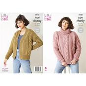 King Cole Pattern 5842 Sweater &amp; Edge to Edge Jacket in Big Value Super Chunky Stormy