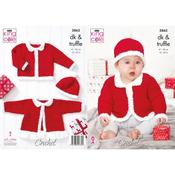 King Cole Pattern 5863 Christmas Jackets &amp; Hat Crocheted in Cherished DK &amp; Truffle image