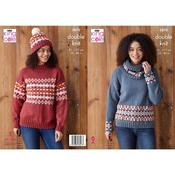 King Cole Pattern 5870 Sweaters, Hat and Cowl in Merino Blend DK image