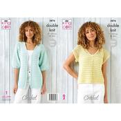 King Cole Pattern 5876 Button-up Top &amp; Cardigan Crocheted in Finesse Cotton Silk DK