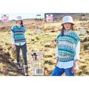 King Cole Pattern 5905 Ladies Round, V Neck &amp; Turtle Neck Tanks in Nordic Chunky