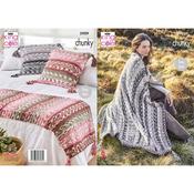 King Cole Pattern 5909 Blanket, Bed Runner &amp; Cushion Cover in Nordic Chunky