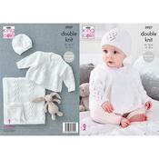 King Cole Pattern 5927 Matinee Coat, Hat and Blanket in Cherished DK